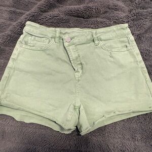 Mint Green High-Waisted Jean Shorts